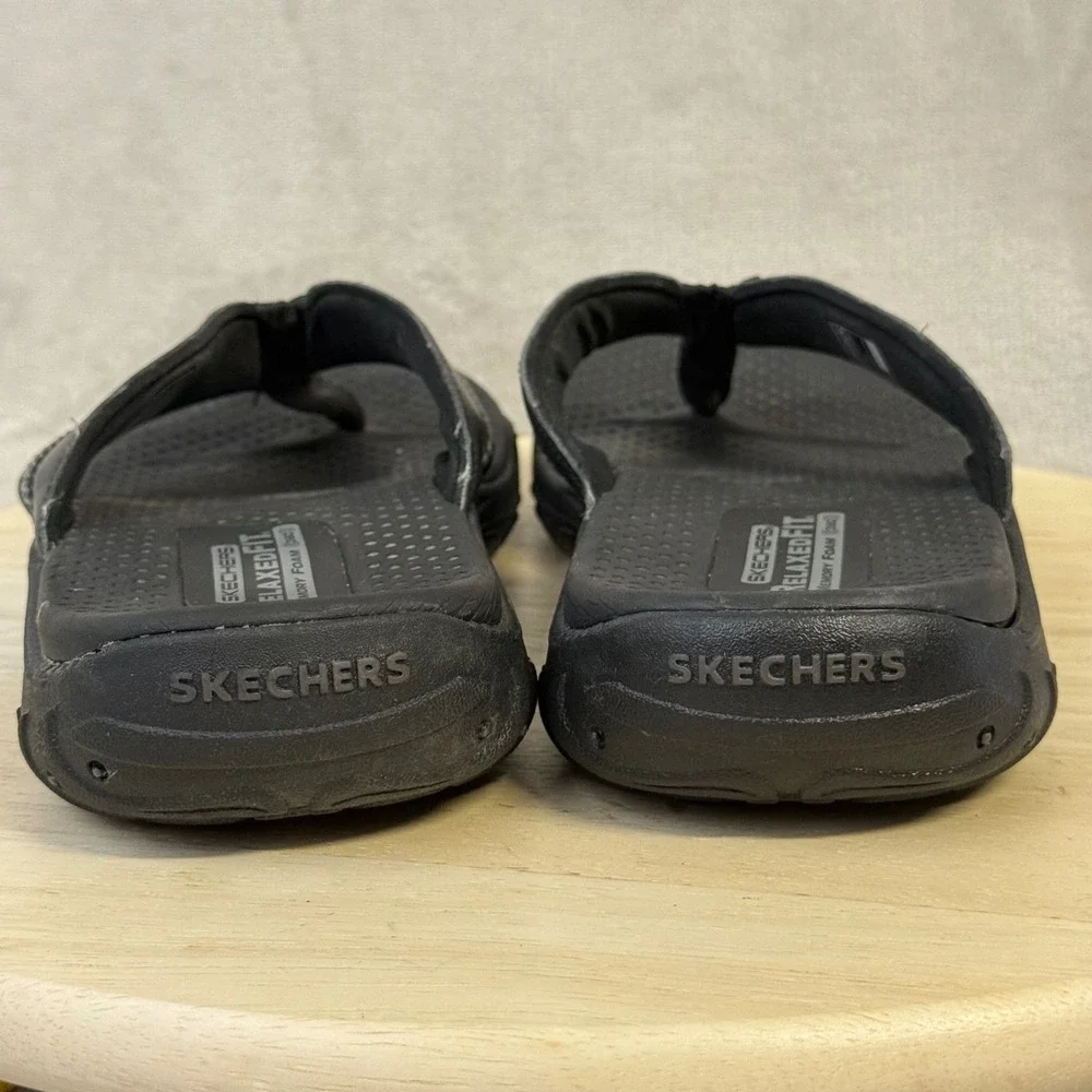 Skechers Relaxed Fit 360 Memory Foam Black Thong Sandals Mens 10 56219SA